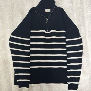 Half zip black and white stripe sweater from a boutique size s/m